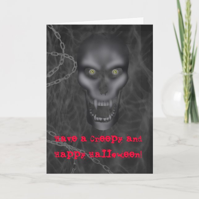 Halloween - gruselige Schädel-Postkarte, Karte (Vorderseite)