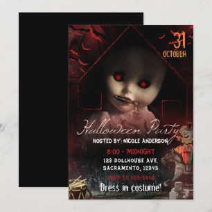 Halloween Gruselige Verlassene Puppenparty Einladung