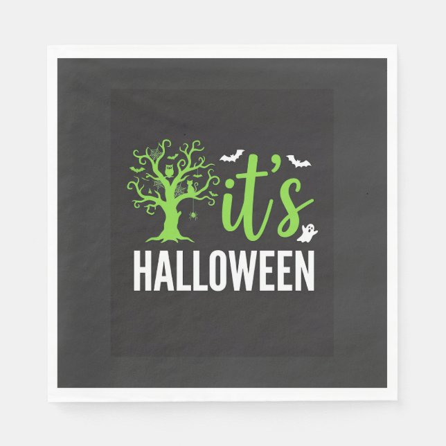 Halloween Gruseliger Baum Fledermäuse Vektor Desig Serviette (Vorderseite)