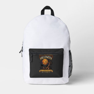 Halloween Gruseliger Baum Vollmond Schwarze Katze  Bedruckter Rucksack