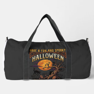 Halloween Gruseliger Baum Vollmond Schwarze Katze Duffle Bag
