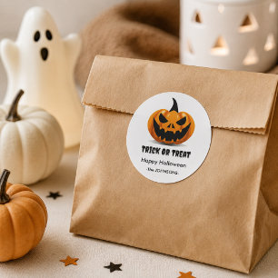 Halloween Gruseliger Kürbis – Runder Aufkleber
