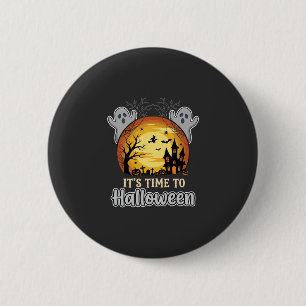 Halloween Gruseliger Mond Geister und Friedhof Vek Button
