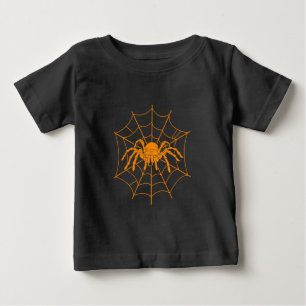 Halloween Gruseliger Oranger Spinne und Netz Baby T-shirt