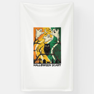 Halloween Gruseliger Schwarzer Eulen-Geister-Fried Banner