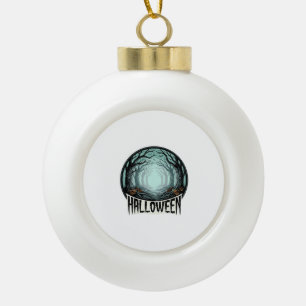 Halloween Gruseliger Wald Vintage Gravur Design_1 Keramik Kugel-Ornament