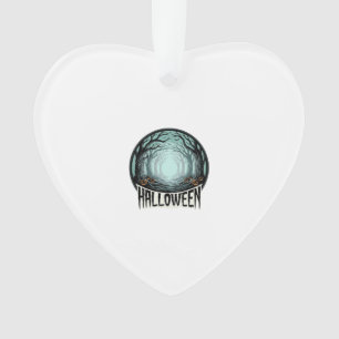 Halloween Gruseliger Wald Vintage Gravur Design_1 Ornament