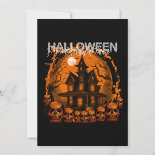HALLOWEEN GRUSELIGES GEISTERHAUS TOTENKÖPFE EINLADUNG
