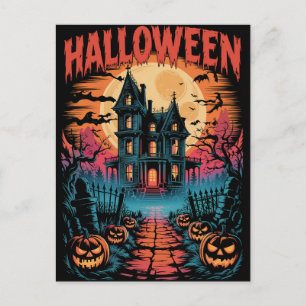Halloween Gruseliges Spukhaus Kürbisse P Postkarte