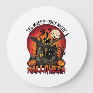 Halloween Gruseligste Nacht Spukhaus Geister P Große Wanduhr