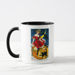 Halloween-Gruß-Frau auf Kürbislaterne Tasse