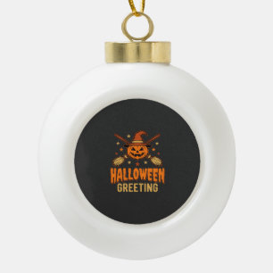 Halloween-Gruß Hexe Kürbis Vintage-Design Keramik Kugel-Ornament