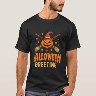 Halloween-Gruß Hexe Kürbis Vintage-Design T-Shirt