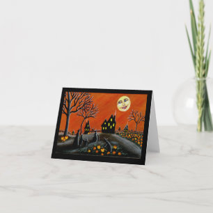 Halloween, Gruß, Karte, Hexen, Kürbislaterne Karte