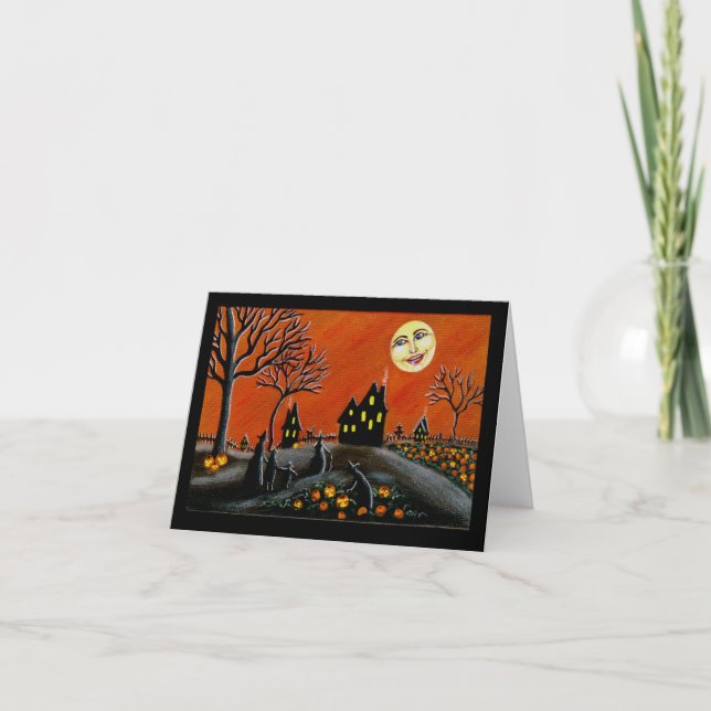 Halloween, Gruß, Karte, Hexen, Kürbislaterne Karte (Vorderseite)