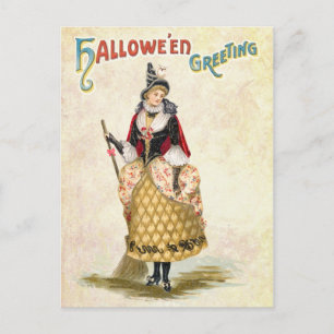 Halloween-Gruß von der eleganten Hexe Postkarte