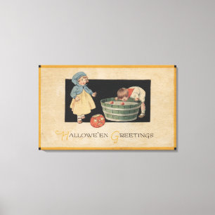 Halloween GrußBobbing für Äpfel Leinwanddruck