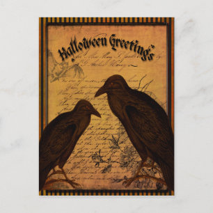 Halloween Grüße - Krähen Postkarte