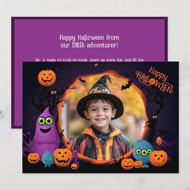 Halloween-Grüße mit individueller Fotokarte Karte (Vorne/Hinten)