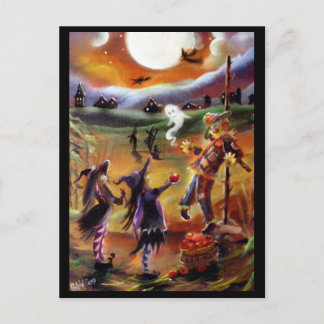 Halloween Grüße, Scarecrow und Freunde Postkarte