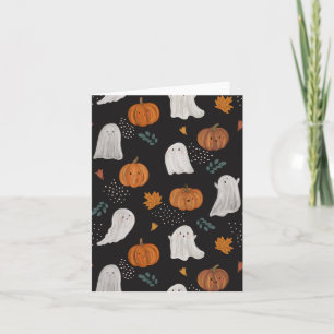 Halloween Grußkarte - Gespenster, Pumpkins & Blätt Karte