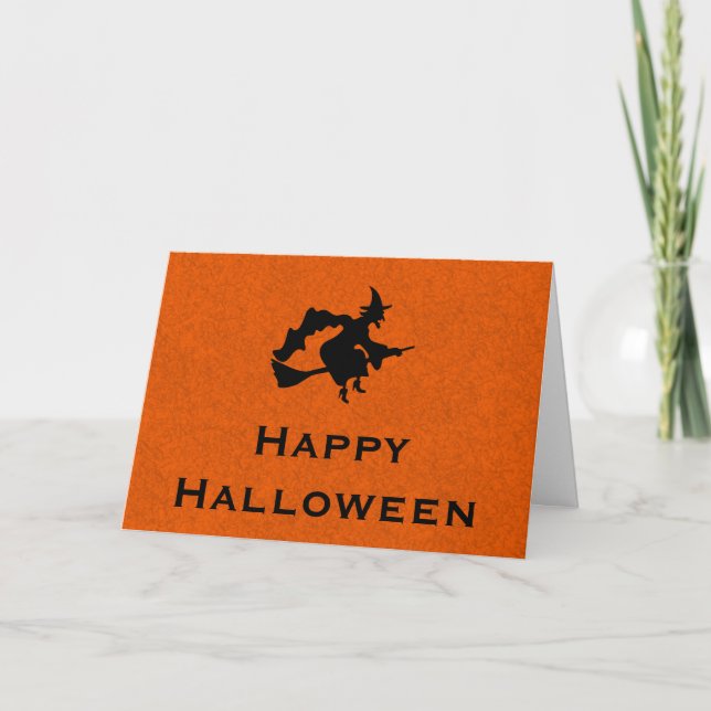 Halloween Grußkarte mit Fliegender Hexe Karte (Vorderseite)