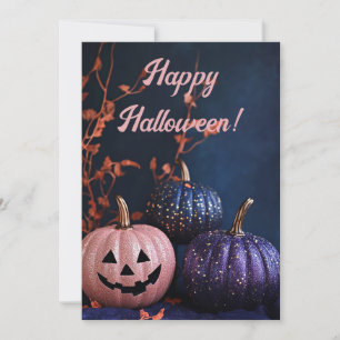 Halloween-Grußkarte mit Kürbissen Einladung