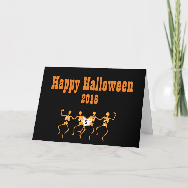 Halloween-Grußkarte mit tanzenden Skulpturen Karte (Vorderseite)
