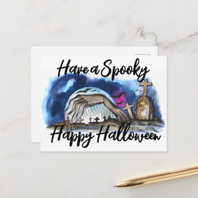 Halloween-Grußkarte Postkarte (Vorderseite/Rückseite Beispiel)