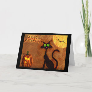 Halloween Grußkarte/Schwarze Katze Karte