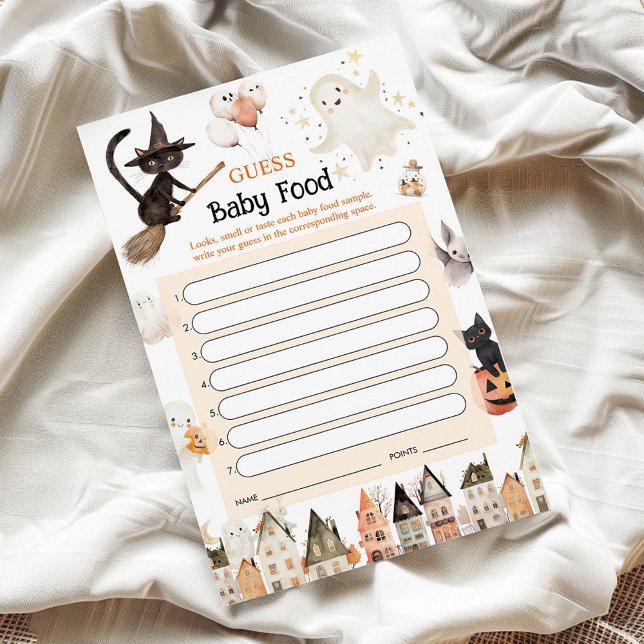 Halloween Guess Baby Food Game - Carte Baby shower (Créateur téléchargé)