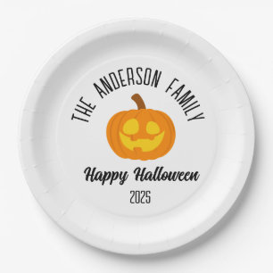 Halloween Gwer Pumpkin Face Personalisierter Name Pappteller