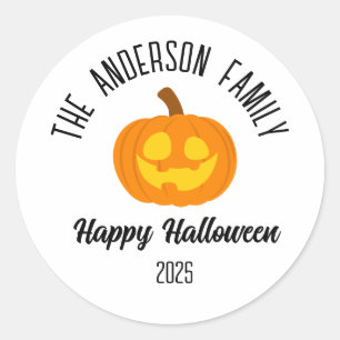 Halloween Gwer Pumpkin Face Personalisierter Name Runder Aufkleber