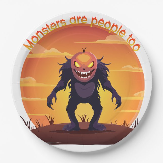 Halloween Hairy Little Monster Trick oder Trete Pappteller (Vorderseite)