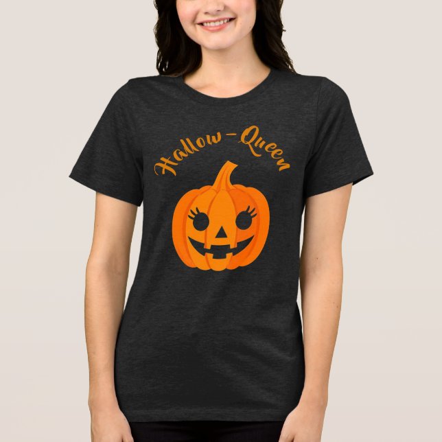 Halloween Hallow Queen Jack-O-Lantern Custom Tri-Blend Shirt (Vorderseite)