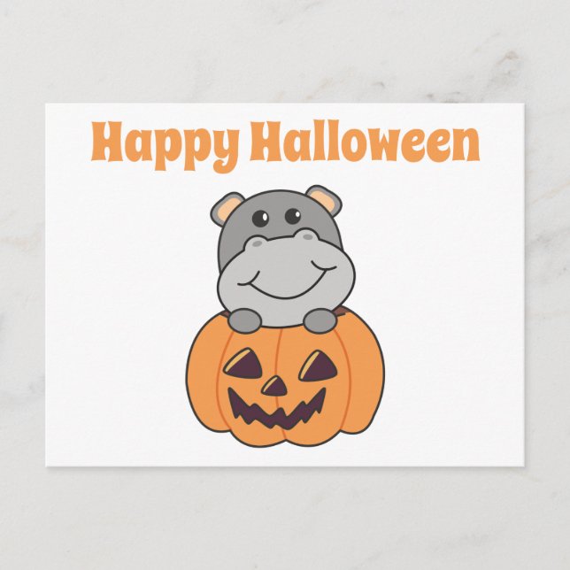 Halloween Halloween Hippo Card Postkarte (Vorderseite)