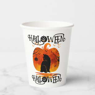 HALLOWEEN HALLOWEEN KATZE SCHWARZER KÜRBIS PAPPBECHER