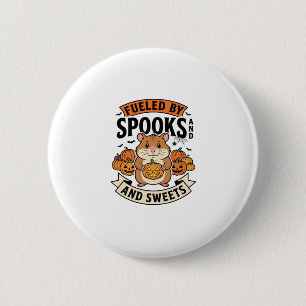 Halloween-Hamster angetrieben von Spuk lustig süß_ Button