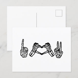 Halloween Hand Gebärdensprache I Herz Frieden Postkarte
