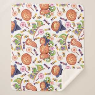Halloween Hand Gezeichnet: Helles Aquarellmuster Sherpadecke