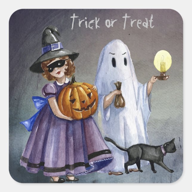 Halloween-Handgemälde - Anpassen Quadratischer Aufkleber (Vorderseite)