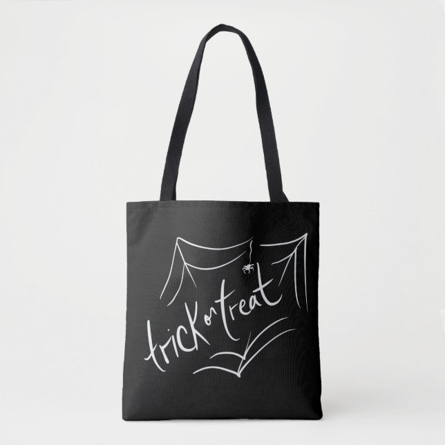 Halloween handgezeichneter Trick-or-Treat Schwarz Tasche (Vorderseite)