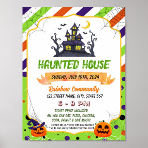 Halloween hantée maison flyer poster modèle