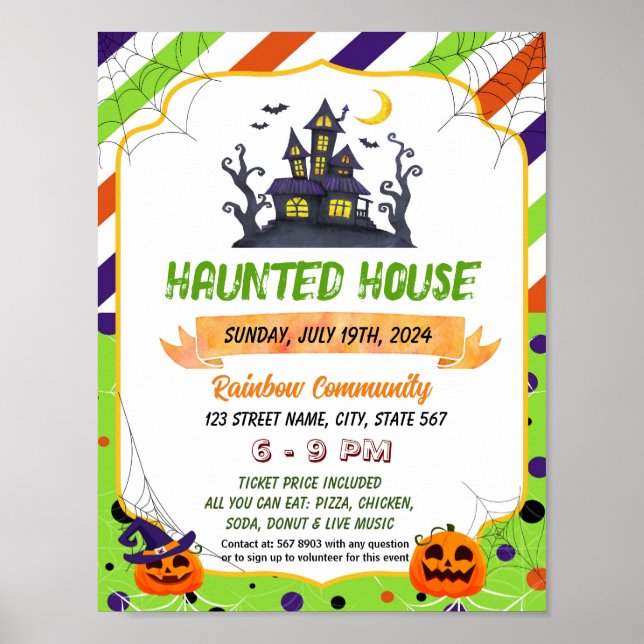 Halloween hantée maison flyer poster modèle (Devant)