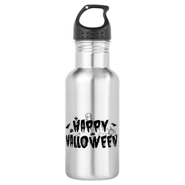 Halloween Happy Edelstahlflasche (Vorderseite)