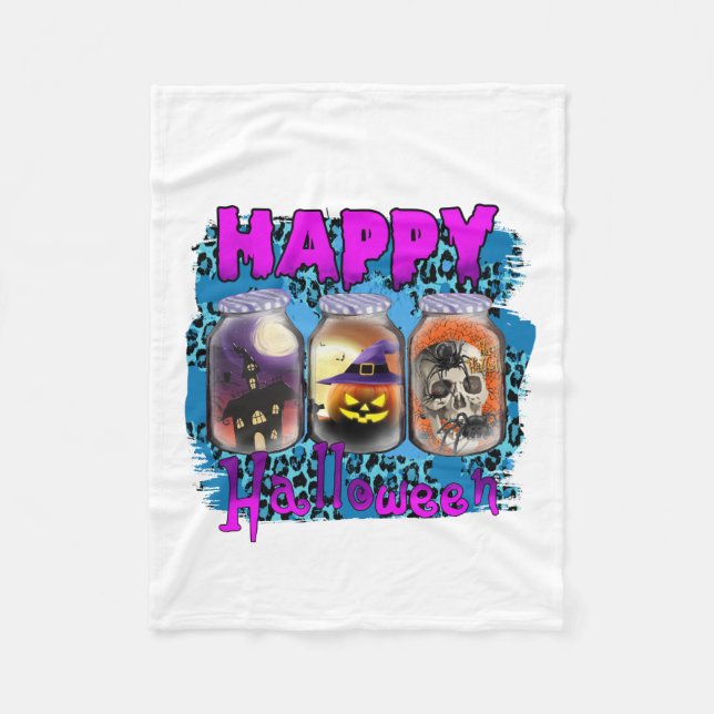 Halloween Happy Halloween Birthday Fleecedecke (Vorderseite)