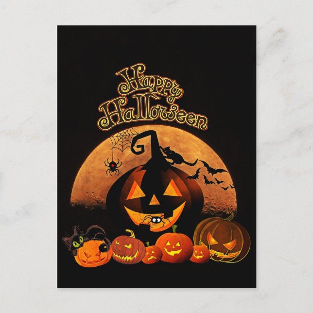 Halloween - Happy Halloween Pumpkins Postkarte (Vorderseite)