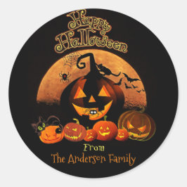 Halloween - Happy Halloween Pumpkins Runder Aufkleber