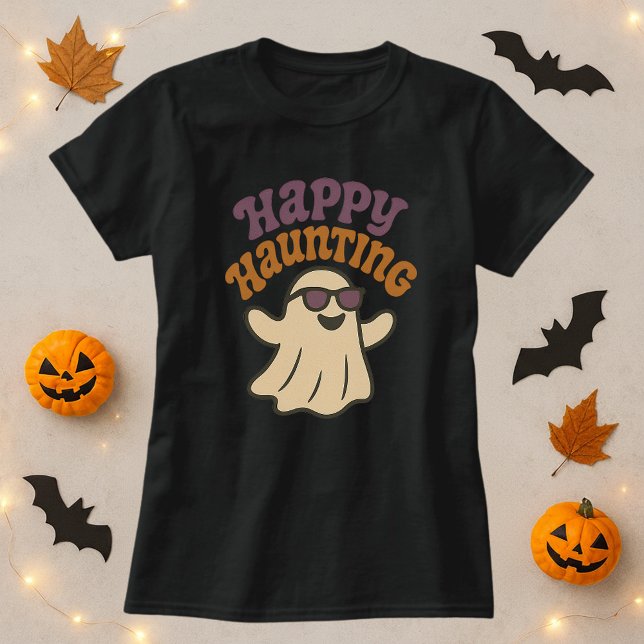 Halloween Happy Haunting Cool Ghost T-Shirt (Von Creator hochgeladen)