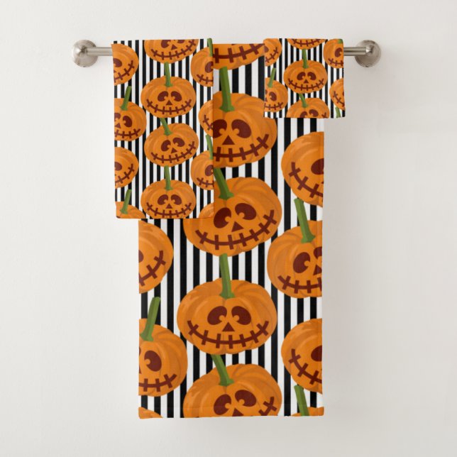 Halloween Happy Pumpkin Pattern Badhandtuch Set (Insitu)